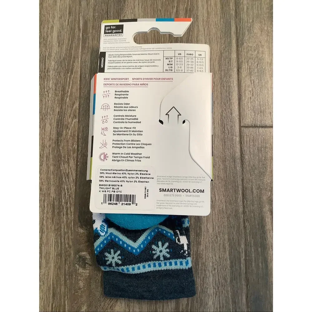 Smartwool Kids Small Twilight Blue Wintersport Polar Bear O.T.C Socks B23-9